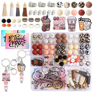 107-Piece Multicolor Silicone Beads Set, Includes 12mm & 15mm Silicon Beads for Keychains, 10mm Flat Round Spacer Beads for Pen Decorations, DIY Beading Accessories