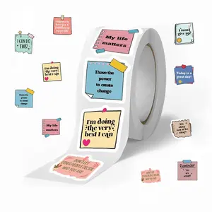 Self-Affirmation Motivational Stickers（Roll）, 500PCS Inspirational Quote Waterproof Stickers for Water Bottles Laptop Scrapbook, Positive Note Aesthetic Stickers for Teens Adults Students (Motivational)