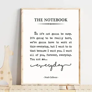 1pc Inspirational "The Notebook" Quote Canvas Art Print – Unframed  Wall Decor with  Handwritten Style, Perfect for Home, Bedroom, Living Room, Kitchen, Bathroom