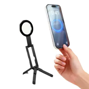 Magnetic Phone Tripod Stand for iPhone - Aluminium Smartphone Mini Tripod Pocket Cell Phone Stand N52 Strong Magnet Quick Mount Compatible with iPhone17 16 15 14 13 12 Series