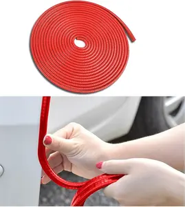 Car Door Edge Guards, Ft Rubber Seal Car Door Edge Trim, U Shape Door Edge Protector Guard, Aluminum Weather Proofing Automotive Door Edge Molding Protection for Most Car (Red)