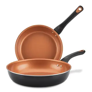 CopperSlide 9.25" & 11.25" Copper Ceramic Nonstick Frying Pan Set with CopperSlide Technology for Effortless Food Release and Easy Cleanup