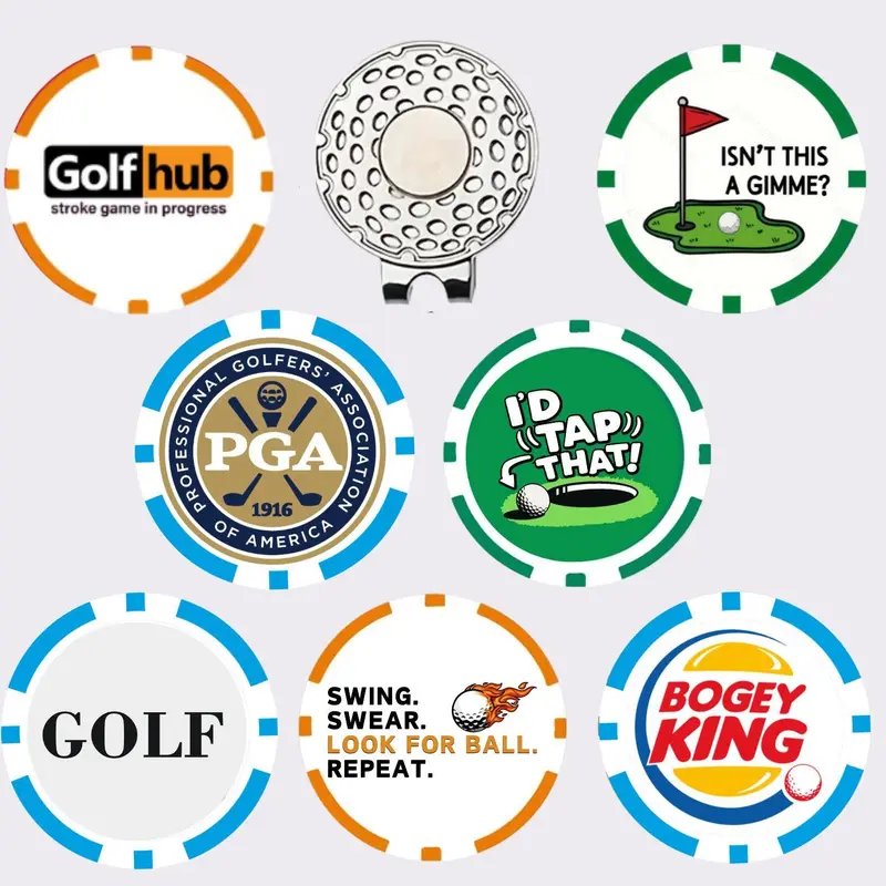 Golf Poker Ball Marker with Magnetic Cap Clip, 8 Counts/set Mixed Color Golf Ball Marker, Golf Accessories for Golf Lovers, Golf Putting Tool, Golf Gadgets, Golf Item