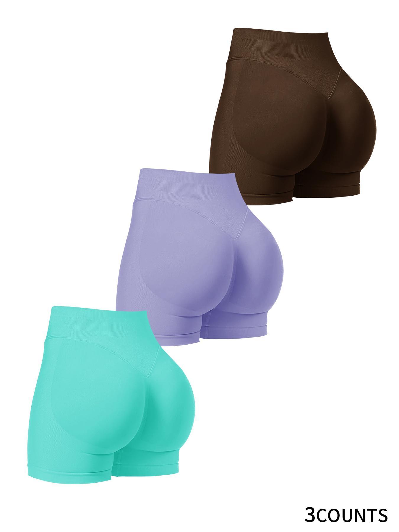 Women's Solid Color Seamless Sports Shorts, Breathable Comfortable Skinny Shorts for Yoga Gym Workout Running, Ladies Sportswear for All Seasons, Gym Clothing