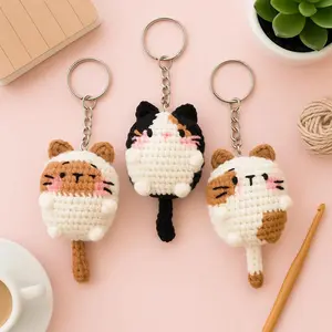 Loppy Puff - Crochet Cat Keychain: Handmade Cotton Amigurumi Plush Bag Charm