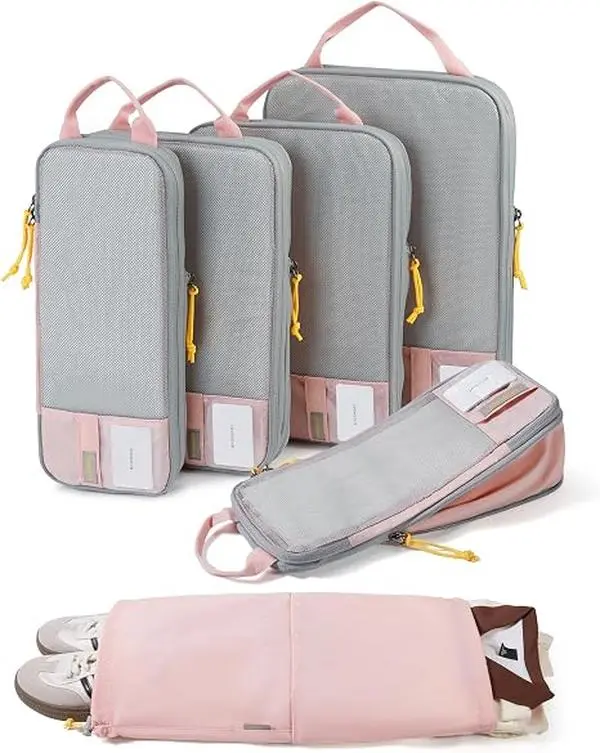 BAGSMART Travel Compression Packing Cubes (2-Set/4-Set/6-Set) - Lightweight, Durable Luggage Organizer, Space-Saving Travel Accessory