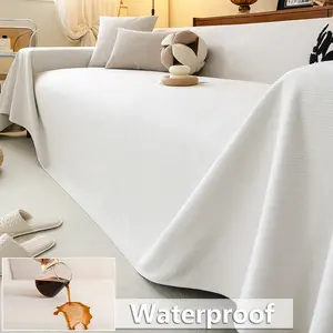 Solid Color Waterproof Striped Sofa Cover, Anti-Slip Pet Friendly, Fashion Design, All-Season Use, Suitable for 1/2/3/4 Seater Sofas, scratch-resistant, sofa cover for living room use, Washable Sofa Slipcover