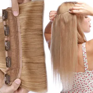 PROKYVITY 1 count Clip In 100% Real Remy Human Hair Extensions 3/4 Full Head Weft US STOCK Highlight For Women Reuse Any shape