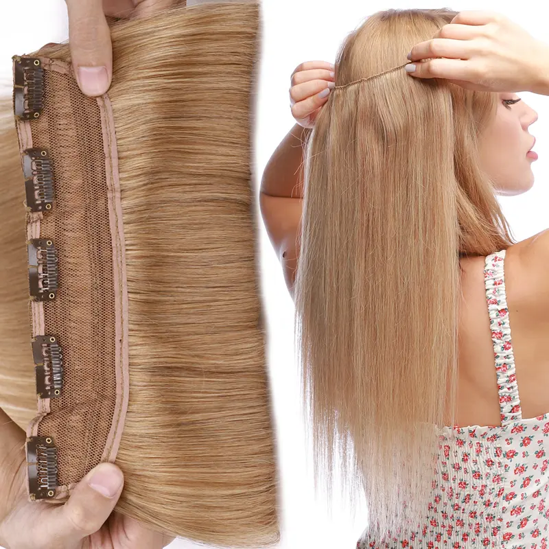 PROKYVITY 1 count Clip In 100% Real Remy Human Hair Extensions 3/4 Full Head Weft US STOCK Highlight For Women Reuse Any shape