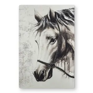 212 MAIN Alpha the White Horse Artistic Photo - 12x18 in. Lightweight Unframed Aluminum Metal Art Print, Modern Home Decoration for Bedroom, Serene Wall Decoration Backdrop for Home Use