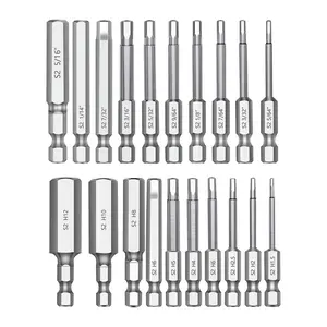 MulWark Hex Head Allen Wrench Drill Bit Set 20PC (Metric & SAE), 2.3" Long, 1/4" Quick Release Magnetic Screwdriver Bits for Furniture Assembly