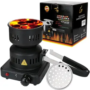 Charcoal Starter - Coal Burner for Cubes Hot Plate Durable Faster Electric Coal Stove 120V~600W Charcoal Burner with Detachable Handle Stainless Steel Grill & Rack  Heat Control for BBQ Kitchen