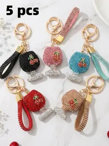 5 Pcs Mother's Day Cherry Keychains, Cute Hearts Pattern, All Seasons, Perfect Gift for Students, Couples, Valentine's Day Surprise