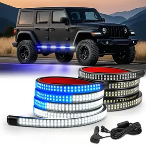 Nilight 2PCS 70 Inch Strobe Light Strip 1125 LED Running Board Lights Blue White Flexible Side Flashing Safety Waterproof for Truck Construction Vehicles Pickup