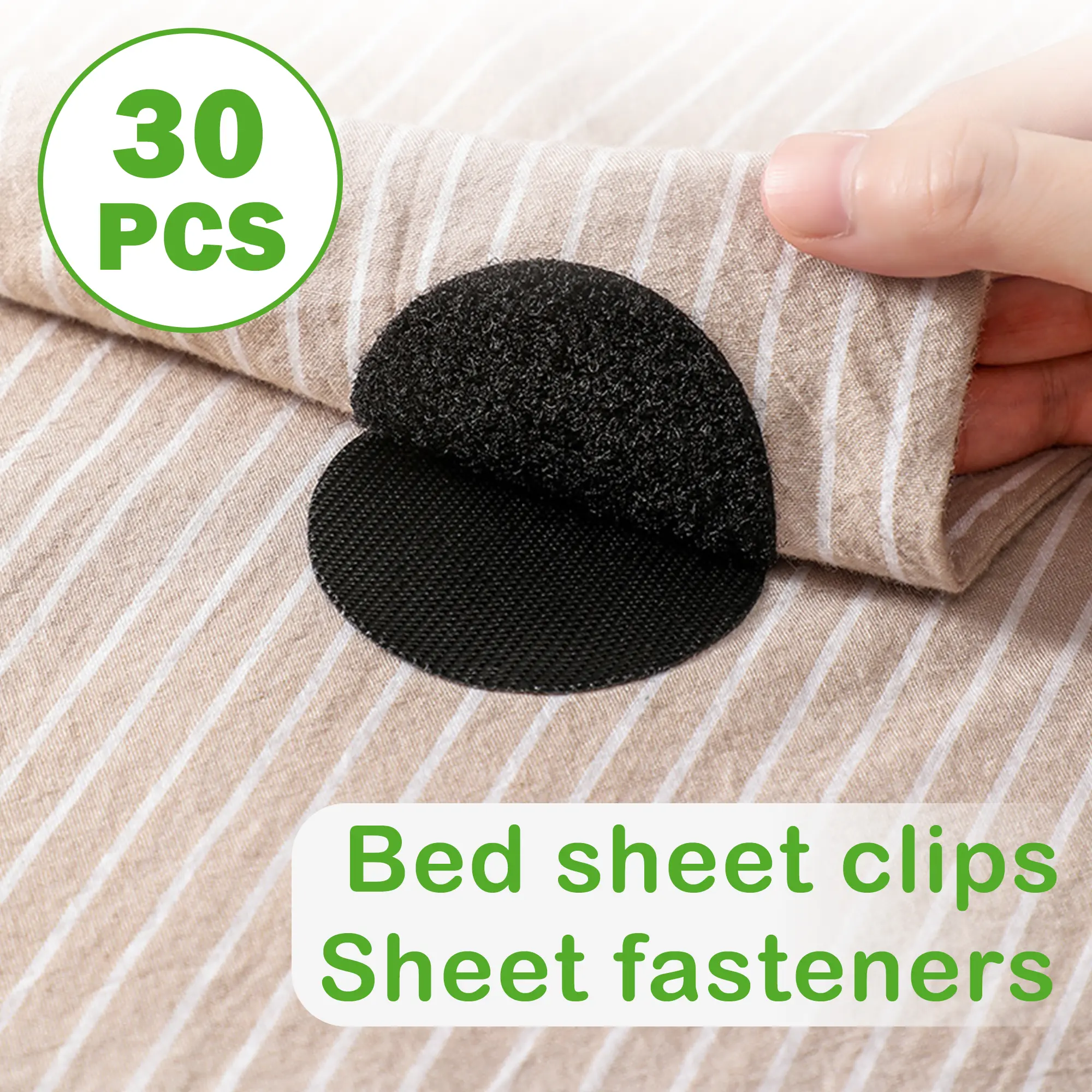 30 Counts Round Hook and Loop Fasteners, Damage-Free Removable Fastening Dots for Smooth Surfaces, Black