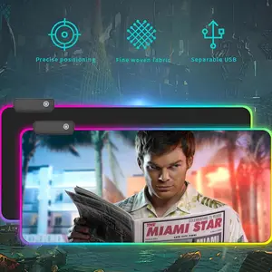 Dexter TV  Mouse Pad RGB LED Light Gaming Mousepad Waterproof Large Gamer Mouse Carpet Big Mause Keyboard Pad PC Desk Play Mat with Backlit