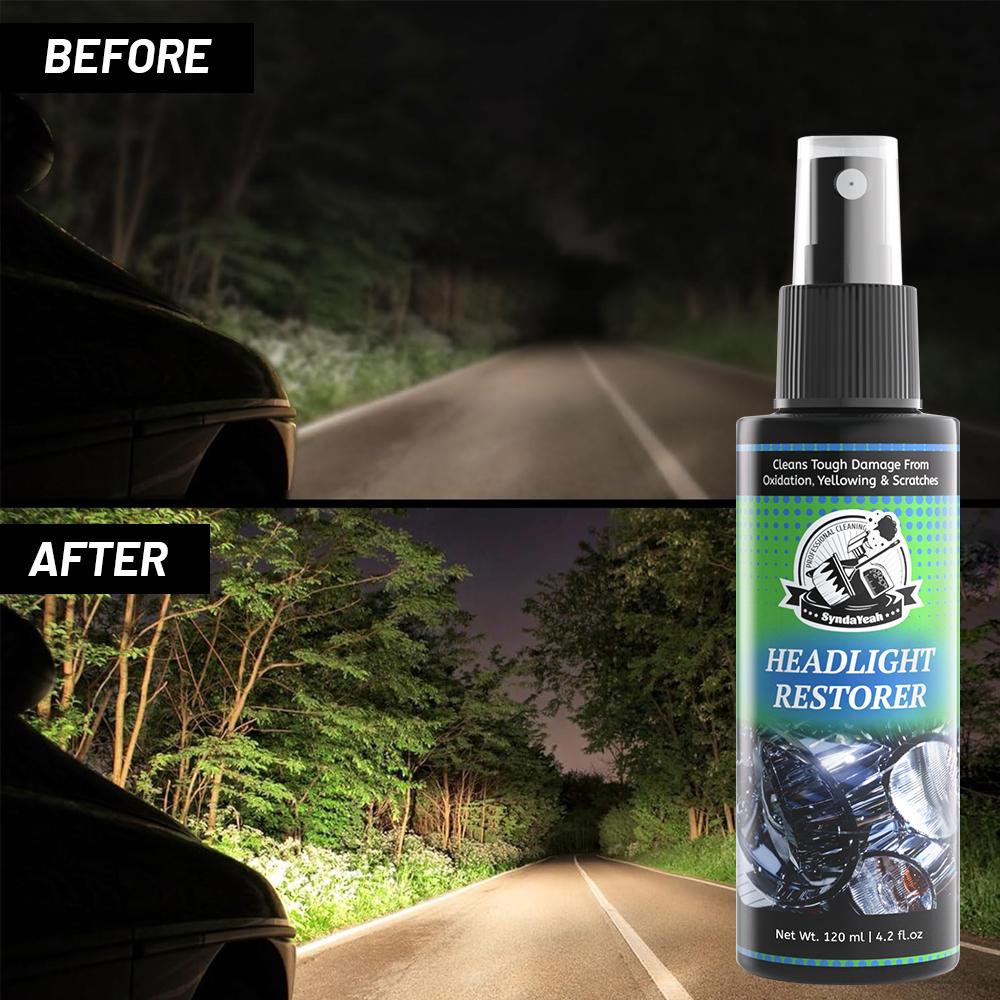 Automotive Headlight Restoration Cleaner, effectively cleaning oxidized yellowing and fine scratches, maintaining clear headlight brightness, slowing aging, eco-friendly and non-damaging, providing long-lasting protection for headlights