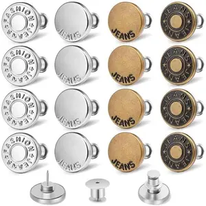 16 Sets Button Pins for Loose Jeans, No Sew Pants Tightener for ,  and Adjustable Jeans Button to Make Smaller