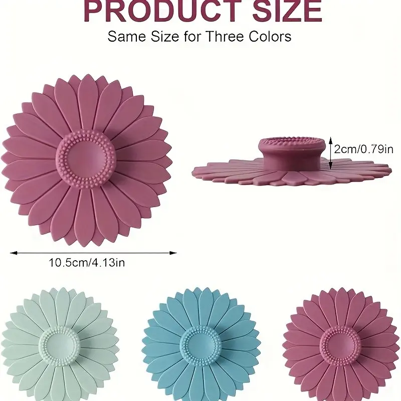 3-Pack Petal Silicone Cup Lids, Blue Light, Christmas Halloween Gifts, Multi-Functional Dustproof Leak-Proof Tea Coffee Lids, Durable Silicone Cover, Silicone Leakproof Lid