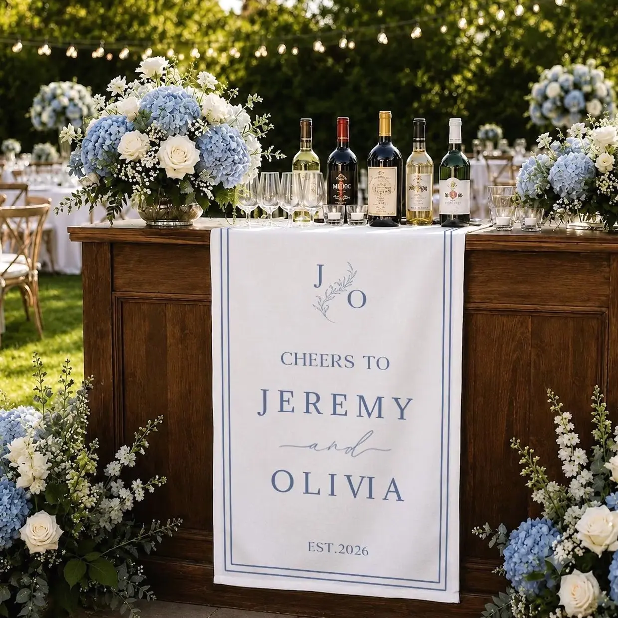 Custom Unique Timeless  Wedding Welcome Sign, Fabric Bar Menu Banner, Linen Cotton, Personalized Name Date, Romantic Ceremony Gift