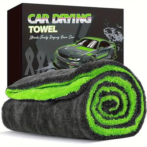 1400GSM Large Double-Sided Microfiber Drying Towel (16×24in/60 × 40Cm) – Smooth, Super Absorbent, Lint-Free, Scratch-Free, Quick Dry Reusable Machine Washable Cloth for Car Care Tools, Detailing Supplies & Household Cleaning