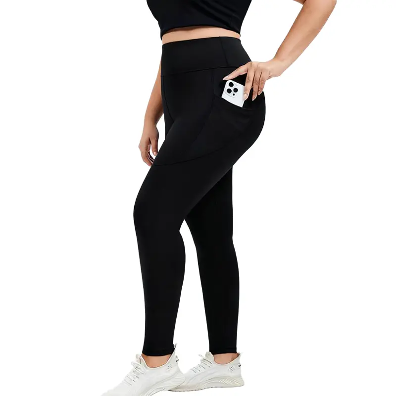 HERTALK Plus Size Women's High Waisted Tummy Control Yoga Pants with Pockets Non See Through Workout Leggings for Women Tummy Control & No Front Seam Black XL-9XL Bottoms