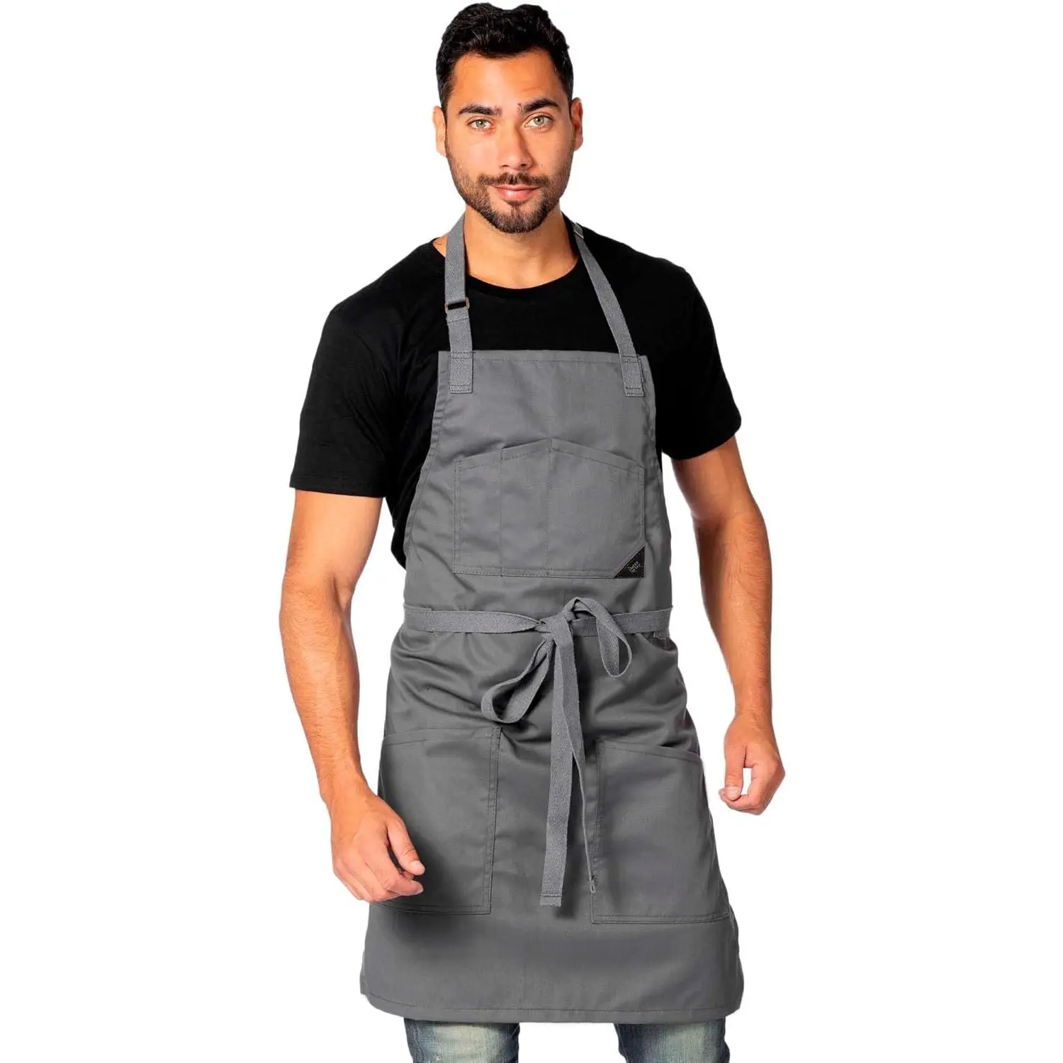 Chef Apron - Professional Gray Twill - Cotton Straps -  Pockets - Adjustable for Men and Women - Pro Chef, Cook, Kitchen, Baker, Barista, Bartender, Server Aprons