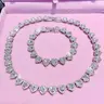 【Black Friday】Heart-Shaped Rhinestone Necklace and Bracelet Set, Sparkling Silver-Tone Party Jewelry for Women, Romantic Gift with 45 cm Necklace and 20 cm Bracelet