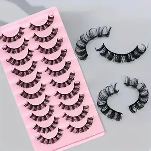 False Eyelashes, 10 Pairs False Eyelash Set Natural D Curling Eye Makeup Strip Lashes, Full Volume Faux Eyelashes for Lashes Extensions