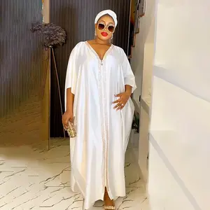 Women's Chic Satin African Dresses for Women Traditional Africa Clothing Dashiki Ankara Outfits Gown Abayas Robe Muslim Kaftan Maxi Long Dress 2025 Modesty Caftan Green/White Dress Summer Outfits Sundress Vacation Dresses Summer Dresses Nigerian Islamic