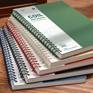 5-Pack Retro Spiral Notebook A5, 120 Thick Cream Pages, 360° Flat Lay, Student Diary, Composition Notebook, Office Use, Daily Planner, Meeting Notes, Learning Supplies