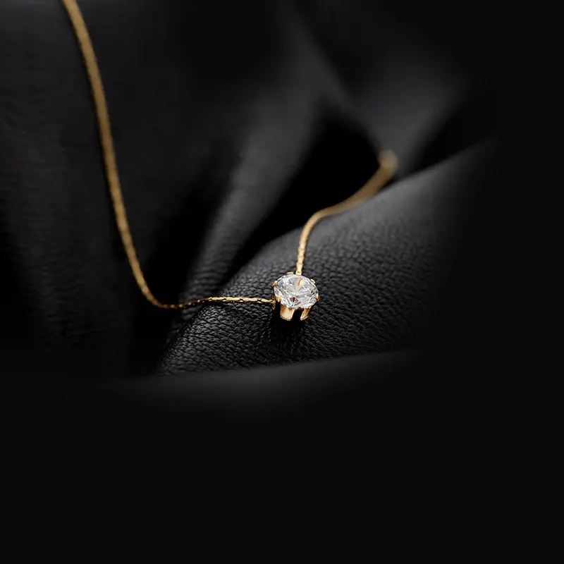 Ultra-fine diamond necklace, gold color
