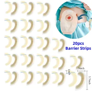 20pcs Elastic Ostomy Barrier Strips, Medical Hydrocolloid Adhesive Tapes for Stoma Care, Skin Barrier Seal Extender Strip for Colostomy Bags Healthcare Aid Kit