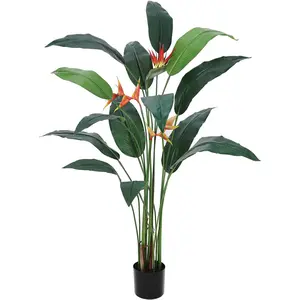 【Christmas Gift】Artificial Bird of Paradise Tree 7FT(84in) Fake Palm Tree for Indoor Outdoor Modern Decor Faux Plants for Home Office Perfect Housewarming Gift with 17 Trunks Faux Leaves and 3 Flowers