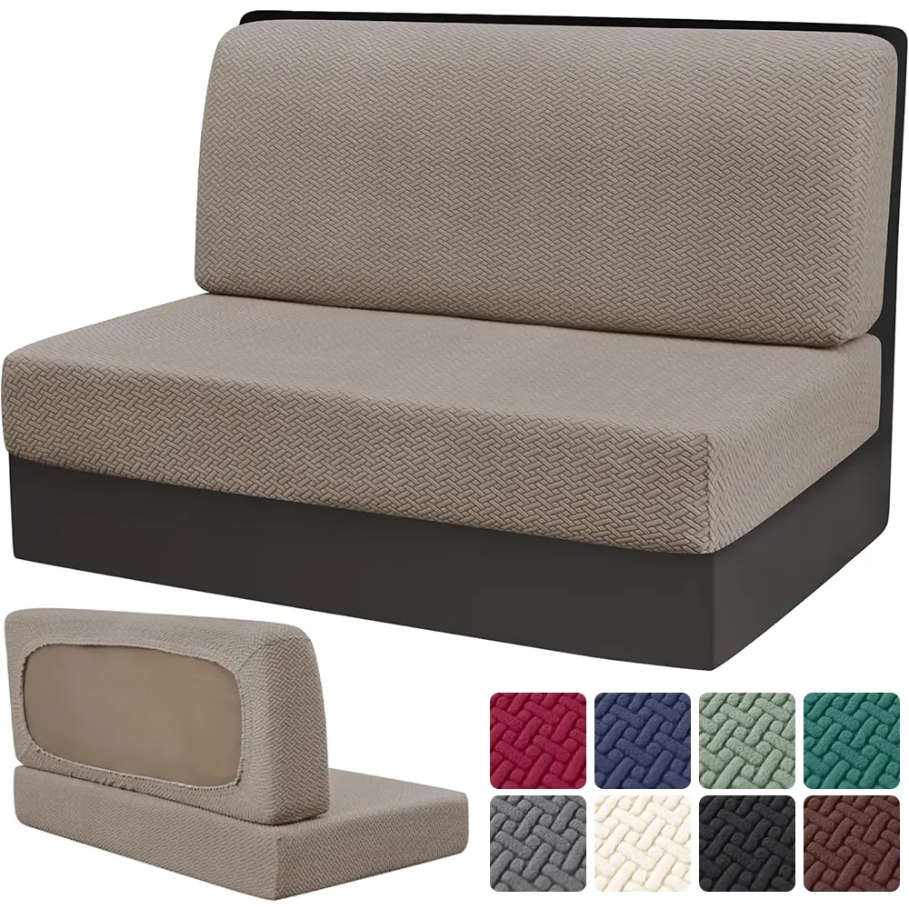 2pcs/set Jacquard Elastic RV Sofa Covers Stretch Fit Anti-Slip Universal Chair Covers for Motorhomes Easy Clean Solid Colors Elastic Sofa Slipcover Stretch Couch Cover
