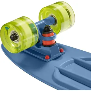 Mini Cruiser Skateboard 22.5" Classic Retro Plastic Cruiser Complete Skateboard with ABEC 7 Bearings and PU Wheels Compact Board w/Grippy, Molded Waffle Deck