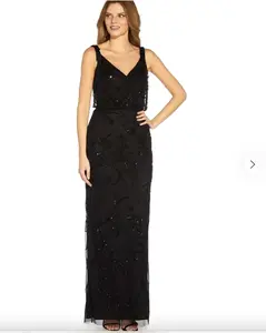 Adrianna Papell Beaded Surplice Gown