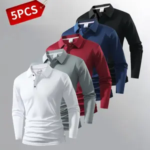 Men's casual sports short sleeved polo shirt with a collar, suitable for business leisure, sports, and fitness activities
