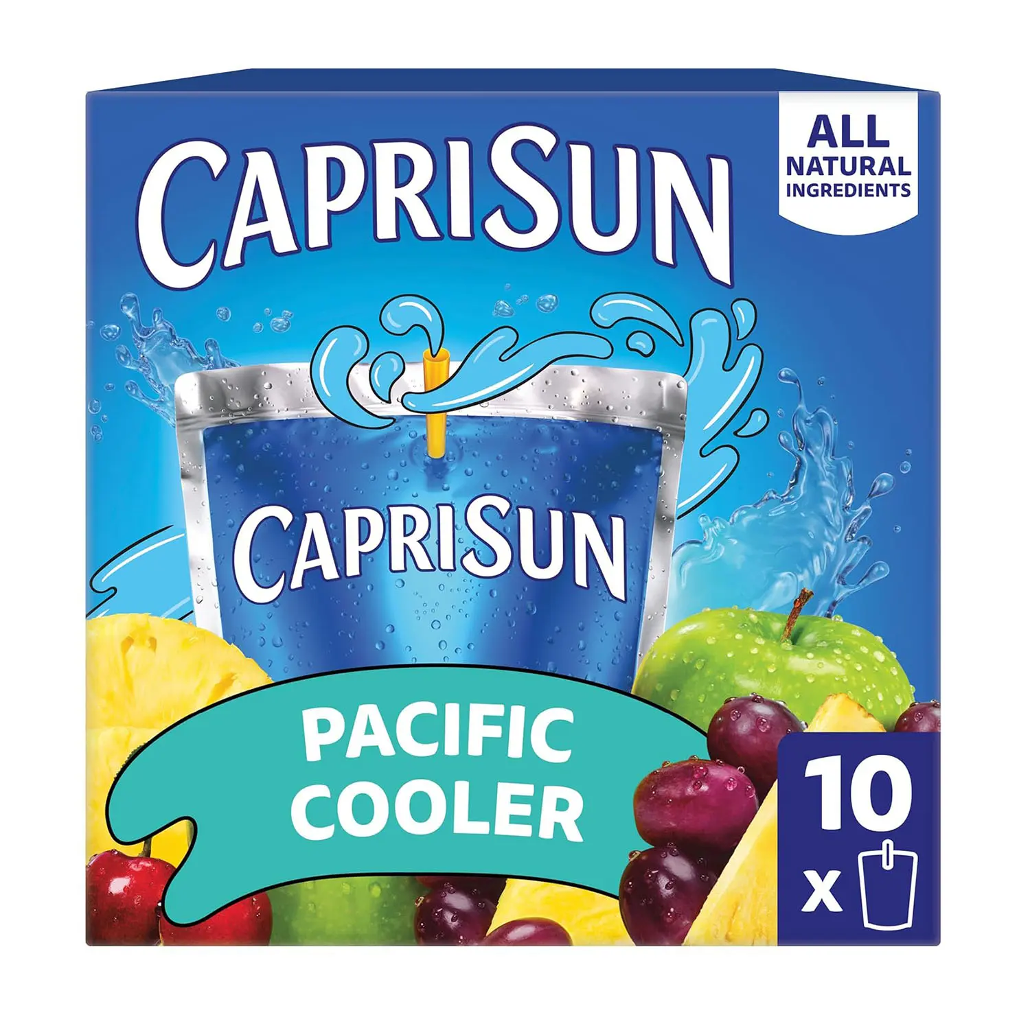 Capri Sun Flavored with Other Natural Flavor Juice Drink Blend, 10 Pouches, for School Lunches and On-the-Go Hydration, Pacific Cooler, All Natural Ingredients, 6 fl oz