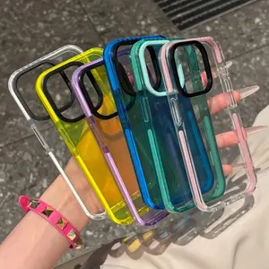 Luxury Transparent Shockproof Phone Case For iPhone 17Air 11 12 13 14 15 16 17 Plus Pro Max X XS XR Clear Fluorescent Bumper Armor Cover