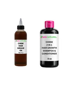 BUNDLE CHEBE HAIR GREASE OIL & SHAMPOO Rosemary Fenugreek Hair Growth oil - Long Hair - Thick Hair -  Hair Growth - Indian Ayurverdic Hair growth oil - Rosemary Hair Oil - Hibiscus Hair growth oil - Chebe Hair Growth Organic - Herbal Haircare Peppermint