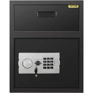 Digital Depository Safe 1.7 Cubic Feet Made of Carbon Steel Electronic Code Lock Depository Safe with Deposit Slot with Two Emergency Keys Depository Box for Home Hotel Restaurant and Office On-Site