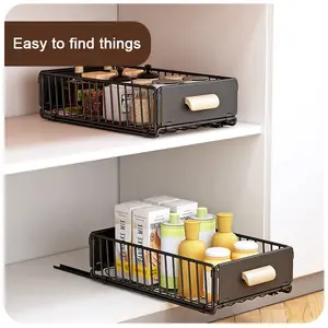 Drawer shelves, multi-functional pull-out storage rack, storage cabinet slide drawer basket for easy access Organiser Shelf Smooth Kitchen