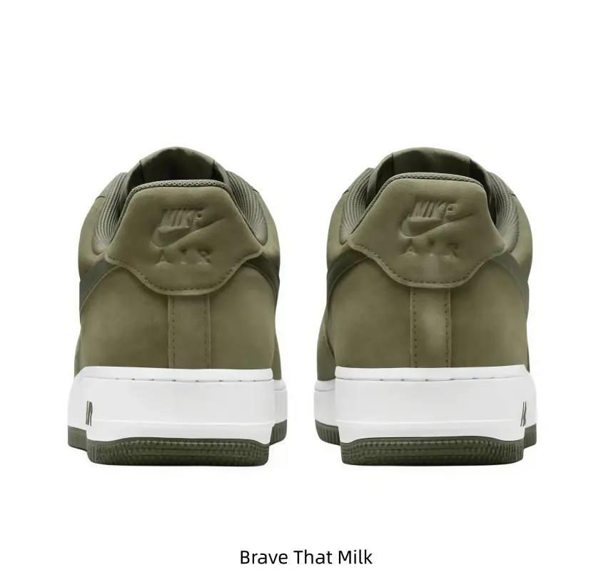 Olive Green Low-Top Sneakers with Suede Upper, White Midsole & Rubber Outsole, Brand New in Box, Unisex Casual Footwear