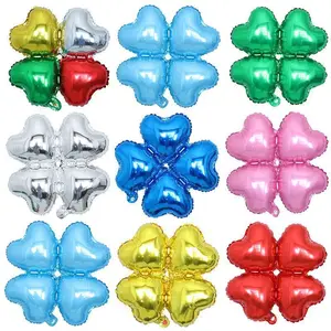 10pcs 18inch 4Petals Flower Aluminum Foil Balloons Arch Four Leaf Clover Baloes Building Column Arch for Wedding Decor Globos