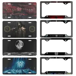 Sleep Token Inspired Metal License Plate Frame - Premium Gothic Car Front Tag - Alt-Metal Band Truck Accessories - Durable Rust-Proof Car Decor