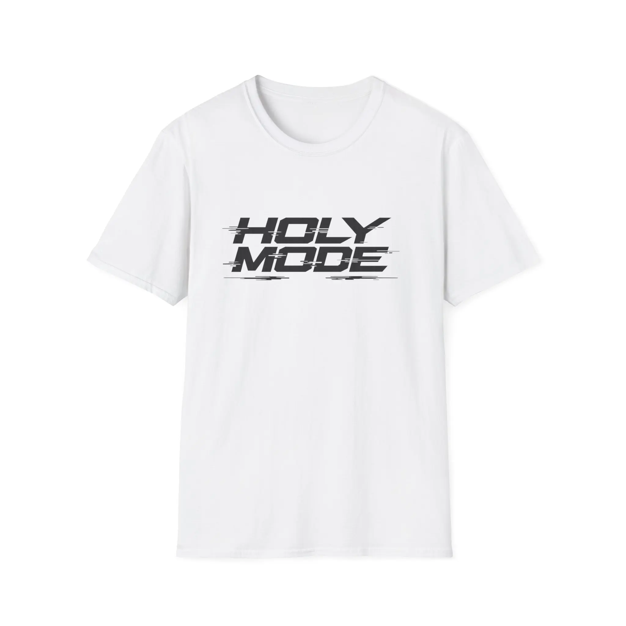 Men's Holy Mode Cotton T-Shirt - Faith Print, Round Neck, Ribbed, Bold Distressed Typography, Shortsleeve, Knit