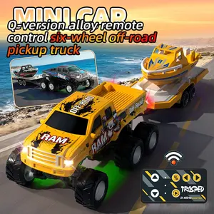 Mini 2.4g Alloy Remote Control Off-Road Car, Remote Controlled Car, Includes Tow Truck + Speedboat Toy, Three-Speed Transmission, Phone & RC Control, Lighted, Boy Toys