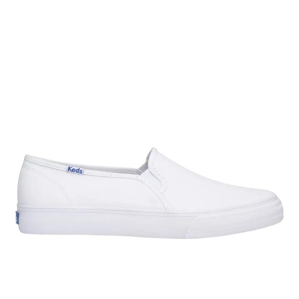 Keds Womens Double Decker Canvas Slip On Sneakers Shoes Casual - White