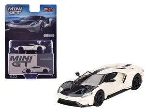 Ford GT "1964 Prototype Heritage Edition" Wimbledon White with Black Hood and Stripe Ltd Ed 1/64 Diecast Model Car by Mini GT